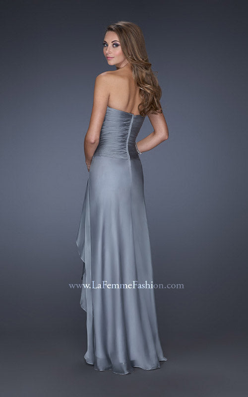 Picture of: Sweetheart Evening Gown with Gathered Bodice and Lace in Silver, Style: 20479, Back Picture