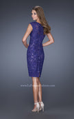 Picture of: Scoop Neck Lace Evening Dress with Small Slit in Blue, Style: 20484, Back Picture