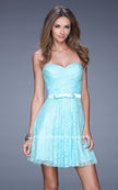 Picture of: Short Dress with Gathered Bodice and Sweetheart Neck in Blue, Style: 20531, Detail Picture 1