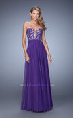 Picture of: Long Prom Gown with Jeweled Lace Appliques and Beads in Purple, Style: 20534, Detail Picture 1