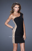 Picture of: One Strap Cocktail Dress with Unique Crystal Design in Black, Style: 20564, Main Picture
