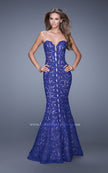 Picture of: Lace Mermaid Gown with Scalloped Lace Trim in Blue, Style: 20570, Detail Picture 2