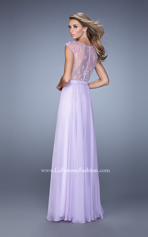 Picture of: Chiffon Prom Dress with Pearls and Rhinestones in Purple, Style: 20602, Back Picture