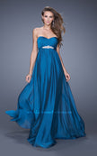 Picture of: Empire Waist Prom Gown with Gathered Bodice and Beads in Blue, Style: 20625, Detail Picture 1