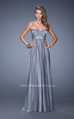Picture of: Empire Waist Prom Gown with Gathered Bodice and Beads in Silver, Style: 20625, Detail Picture 2