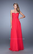 Picture of: Chiffon Gown with Criss Cross Ruched Bodice and Beads in Pink, Style: 20658, Detail Picture 3