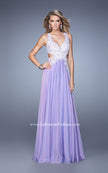 Picture of: Beaded Lace Chiffon Prom Gown with Criss Cross Straps in Purple, Style: 20692, Detail Picture 3