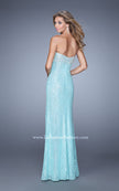 Picture of: Pearl Encrusted Beaded Lace Long Prom Gown in Aqua, Style: 20705, Back Picture