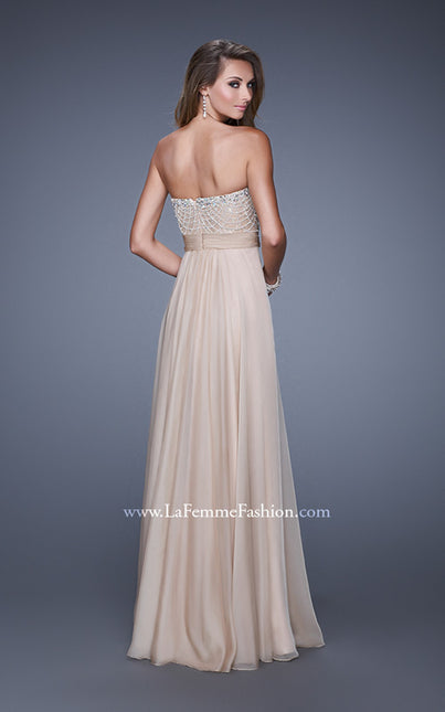 Picture of: Vintage Inspired Strapless Prom Dress with Embellishments in Nude, Style: 20708, Back Picture