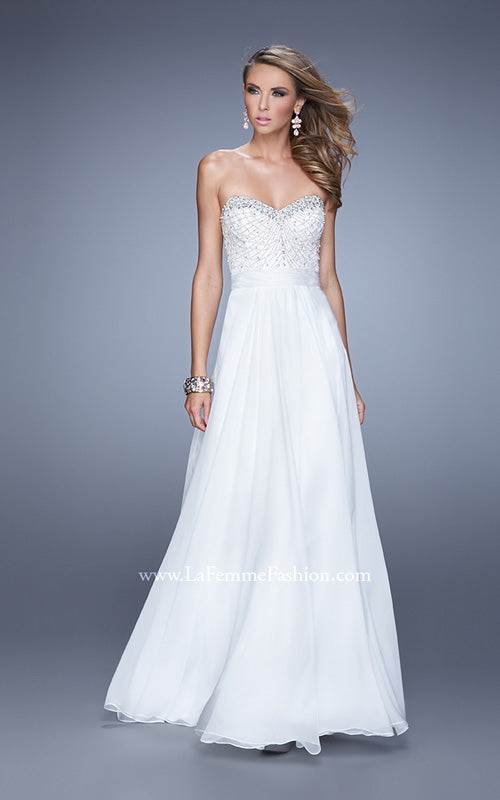 Picture of: Vintage Inspired Strapless Prom Dress with Embellishments in White, Style: 20708, Detail Picture 3