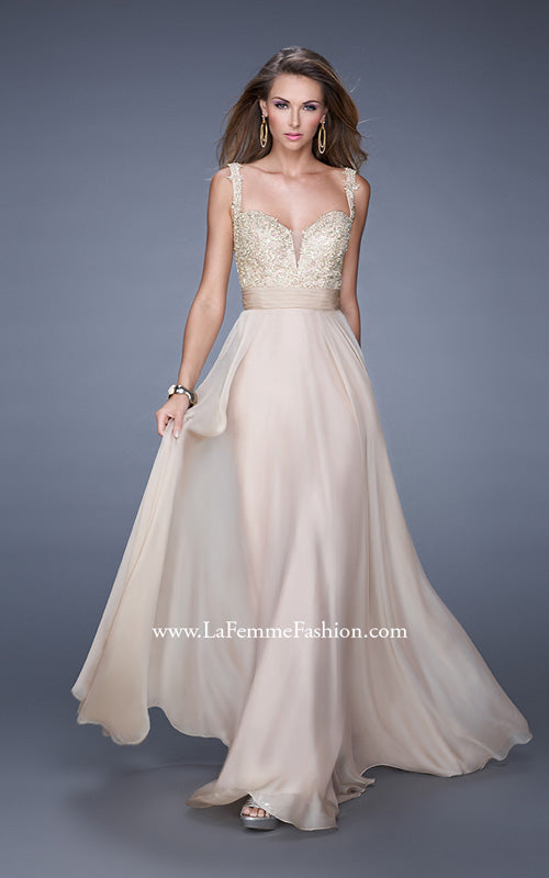 Picture of: Long Chiffon Prom Gown with Sweetheart Neckline in Nude, Style: 20709, Detail Picture 3