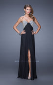 Picture of: Strapless Chiffon Dress with Embellished Back Straps in Black, Style: 20784, Detail Picture 3