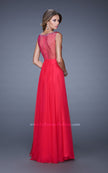 Picture of: Long Prom Dress with Sheer Net Detail and Embellishments in Red, Style: 20807, Back Picture