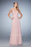 Picture of: Long Strapless Gown with Pleated Bodice and Belt Nude, Style: 20808, Detail Picture 2