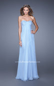 Picture of: Long Strapless Gown with Empire Waist and Pearls in Blue, Style: 20850, Detail Picture 1