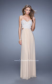 Picture of: Embellished Net Jersey Dress with Cut Outs and Side Straps in Nude, Style: 20861, Detail Picture 3