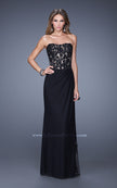 Picture of: Long Lace Corset Bodice Prom Dress with Open Back in Black, Style: 20869, Detail Picture 1