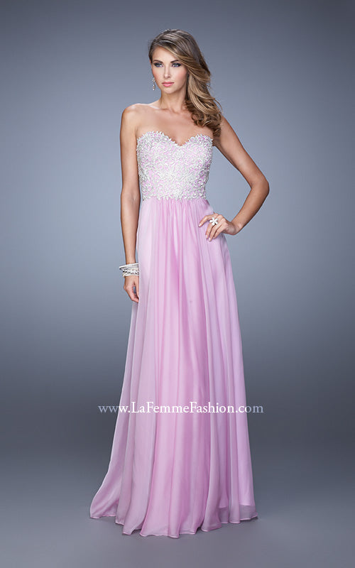 Picture of: Embellished Strapless Dress with Gathered Chiffon Skirt in Wisteria, Style: 20888, Detail Picture 5