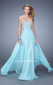 Picture of: Chiffon Prom Dress with Sweetheart Neckline and Pearls in Aqua, Style: 20952, Main Picture