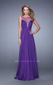 Picture of: Natural Waist Long Chiffon Gown with Beads and Stones in Purple, Style: 20956, Detail Picture 2