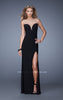 Picture of: Long Prom Gown with Slit and Sheer Illusion Netting in Black, Style: 20958, Main Picture