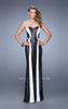 Picture of: Floor Length Strapless Gown with Pearls and Sequins in Black White, Style: 20987, Detail Picture 1