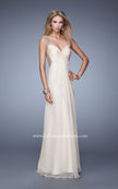 Picture of: Long Chiffon Gown with Knotted Bust and Beading in Nude, Style: 21012, Main Picture