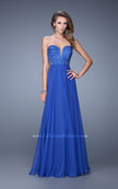 Picture of: Charming Chiffon Dress with Sheer Sides and Stones in Blue, Style: 21054, Main Picture