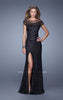 Picture of: Sultry Sequin Prom Dress with Cap Sleeves and Slit in Black, Style: 21058, Main Picture