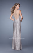 Picture of: Glam Sequin Prom Dress with Deep V Cut and Stones in SIlver, Style: 21061, Back Picture