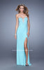 Picture of: Embellished Jersey Prom Dress with Sheer Detail in Aqua, Style: 21071, Detail Picture 1