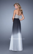 Picture of: Long Ombre Chiffon Dress with Beading and Belt in Black, Style: 21074, Back Picture