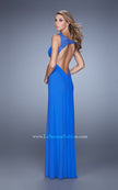 Picture of: Embellished Long Prom Gown with Ruched Bodice in Blue, Style: 21084, Back Picture