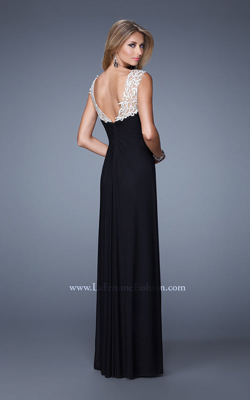 Picture of: Classic Dress with Sheer Straps and Gathered Knot Detail in Black, Style: 21104, Back Picture