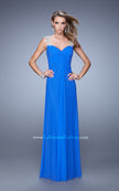 Picture of: Classic Dress with Sheer Straps and Gathered Knot Detail in Blue, Style: 21104, Detail Picture 1