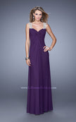 Picture of: Classic Dress with Sheer Straps and Gathered Knot Detail in Purple, Style: 21104, Detail Picture 3