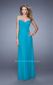 Picture of: Classic Dress with Sheer Straps and Gathered Knot Detail in Aqua, Style: 21104, Detail Picture 5