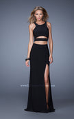 Picture of: Striking Jersey Long Gown with Racer Back and Cut Outs in Black, Style: 21106, Detail Picture 1