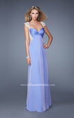 Picture of: Chiffon Prom Gown with Knot Detail and Sheer Accents in Purple, Style: 21116, Main Picture