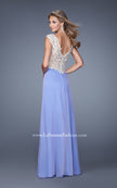 Picture of: Chiffon Prom Gown with Knot Detail and Sheer Accents in Purple, Style: 21116, Back Picture