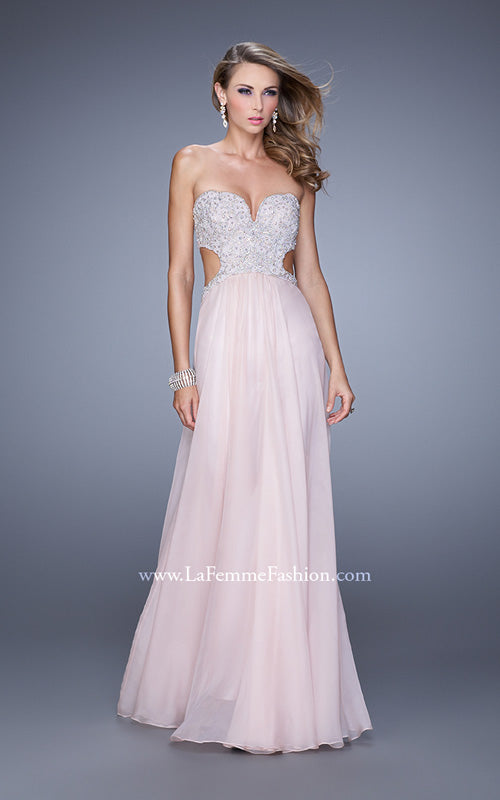 Picture of: Pretty Chiffon Prom Dress with Pearls and Rhinestones in Pink, Style: 21128, Detail Picture 2