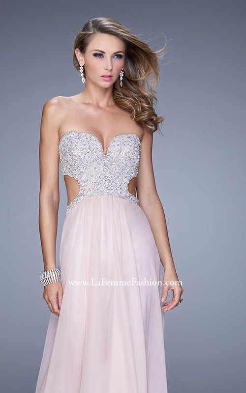 Picture of: Pretty Chiffon Prom Dress with Pearls and Rhinestones in Pink, Style: 21128, Detail Picture 3