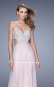 Picture of: Pretty Chiffon Prom Dress with Pearls and Rhinestones in Pink, Style: 21128, Detail Picture 3
