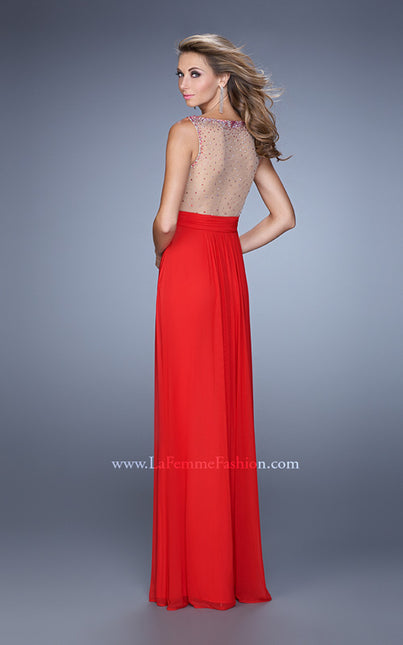 Picture of: Rhinestones V Neck Long Chiffon Prom Dress in Red, Style: 21150, Back Picture