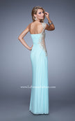 Picture of: One Shoulder Long Prom Dress with Beaded Embroidery in Blue, Style: 21164, Back Picture