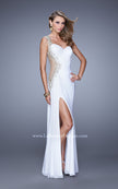 Picture of: One Shoulder Long Prom Dress with Beaded Embroidery in White, Style: 21164, Detail Picture 3