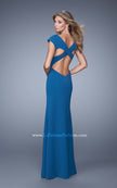 Picture of: Cap Sleeve Prom Dress with V Neck and Crisscross Straps in Blue, Style: 21169, Back Picture