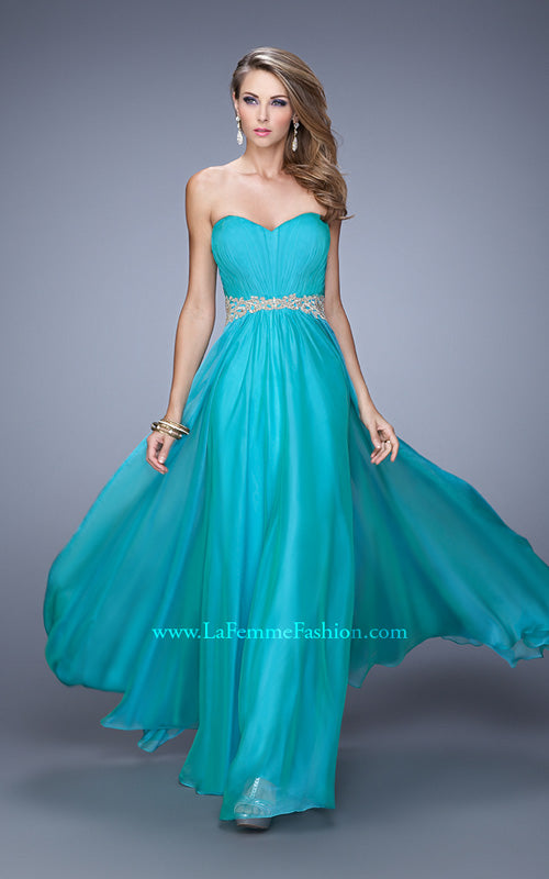 Picture of: Elegant Long Prom Dress with Beaded Embroidery in Green, Style: 21177, Detail Picture 1
