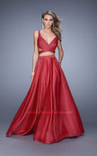 Picture of: Two Piece Satin Prom Dress with Pleats and Pockets in Red, Style: 21178, Detail Picture 1