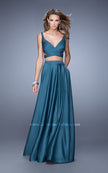 Picture of: Two Piece Satin Prom Dress with Pleats and Pockets in Teal, Style: 21178, Detail Picture 3